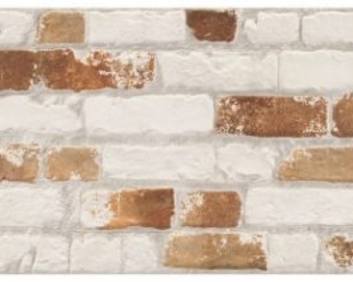 brick effect interlocking tile, in white and red stone mix colours.